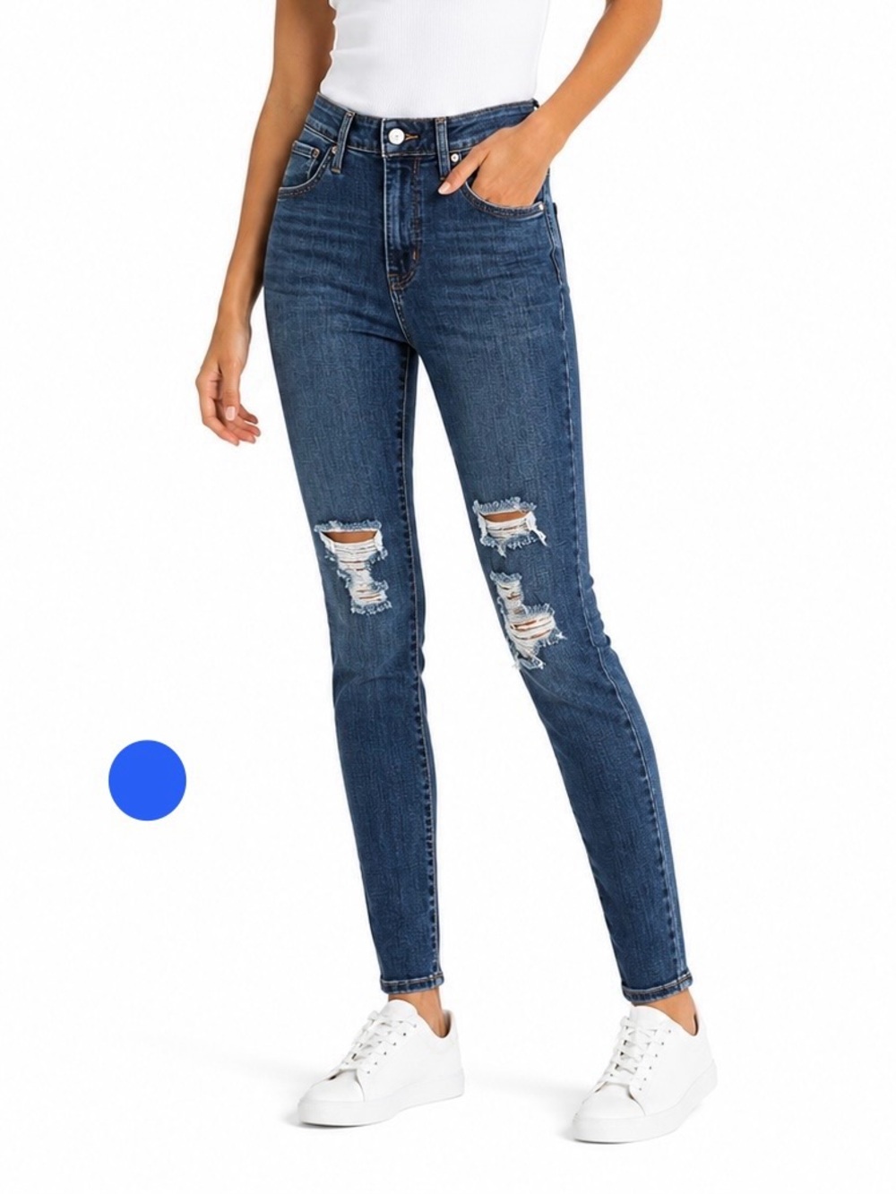 Levi’s 721 High Rise Skinny Jeans Distressed Stretch Denim W27 L30
